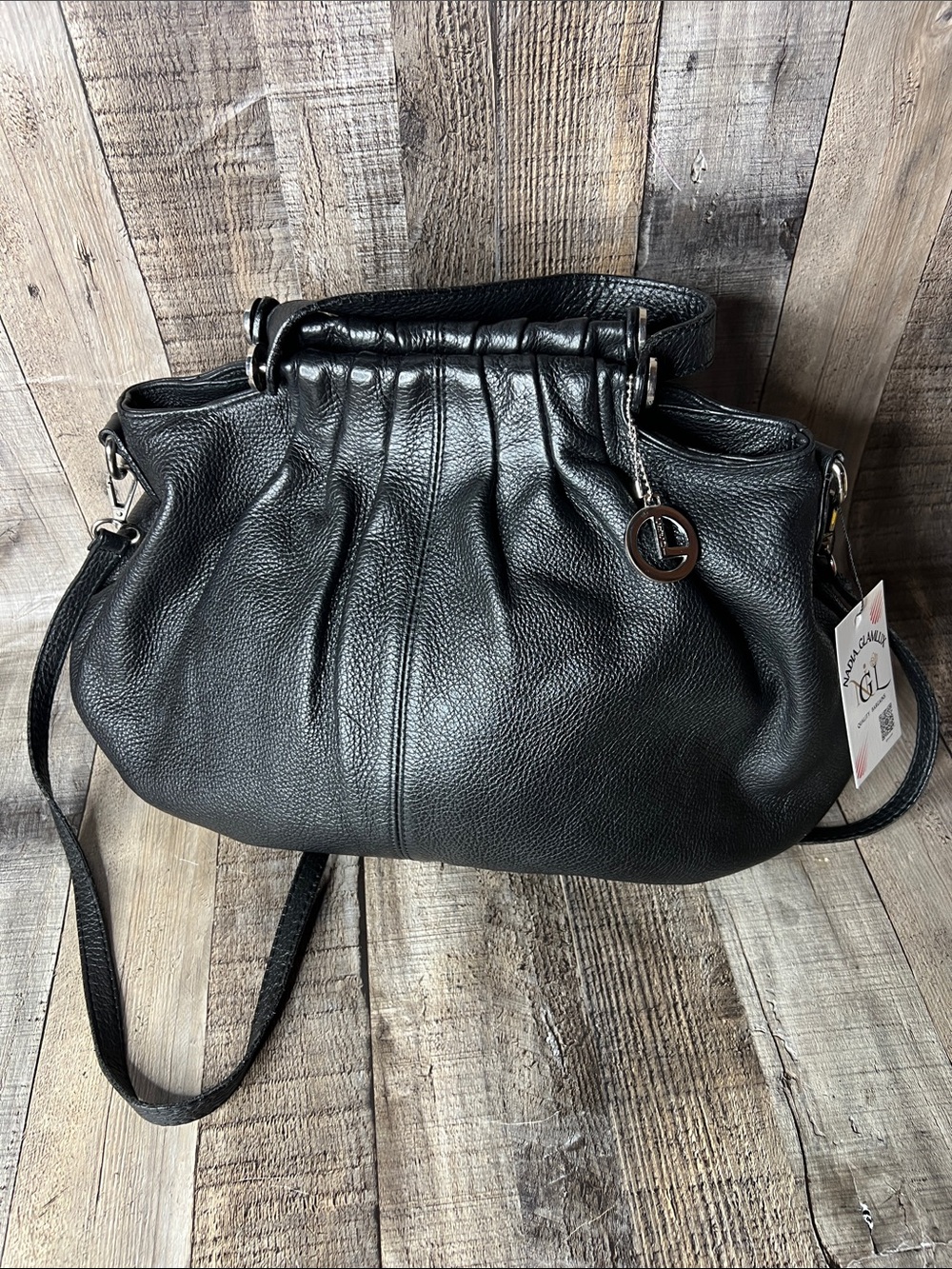 L. Credi Black Crossbody Handbag